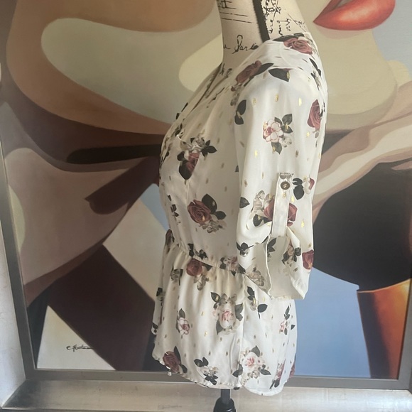 Floral Zip Up Boho Blouse J for Justify - Picture 2 of 4